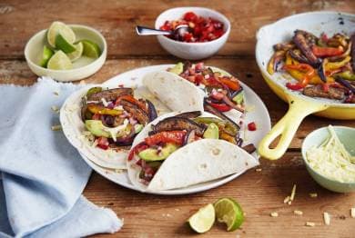 Spicy Aubergine Fajitas