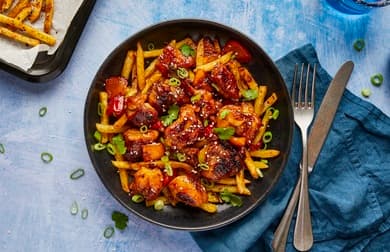 Sticky Chicken with Salt & Pepper Fries