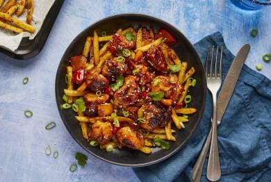 Sticky Chicken with Salt & Pepper Fries