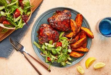 BBQ Tandoori Chicken with Sweet Potato Wedges