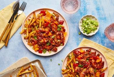 Sticky Chick'n with Salt & Pepper Fries