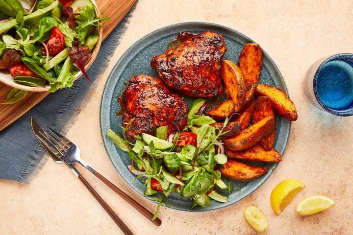 BBQ Tandoori Chicken with Sweet Potato Wedges